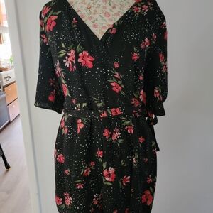 Trixxi Floral ROMPER Black and Red